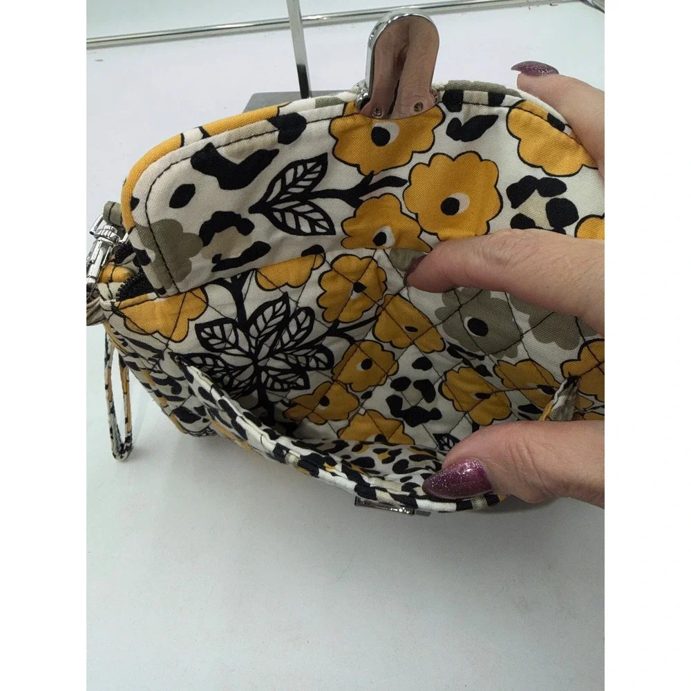 Vera Bradley Retired Go Wild Provencal Yellow Floral Leopard Quilted Turn Lock